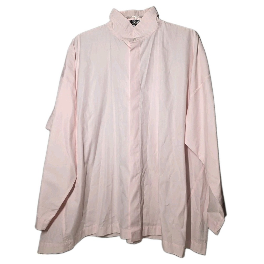 Eskandar Mandarin Collar Tunic Shirt Top Blouse Size 1 Cotton Pale Pink